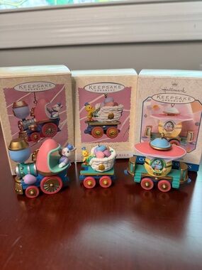 Hallmark Cottontail Express Series Easter Handmade Train Ornaments Set of 3